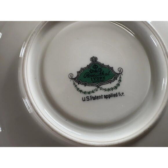 Vintage Rosenthal Bavaria Ivory Germany Floral Footed Tea Cup Saucer Gold Accent - Picture 7 of 12